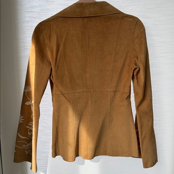 VINTAGE Arden B Tan Suede Floral Embroidered Blazer - Picture 3 of 9